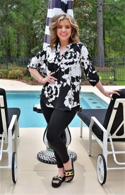 Heimish - BL-ST1002-67 - 41922 Keep Looking Floral Top - Black