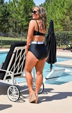 Unique Vintage - CZ158 - 33022 SWIMWEAR Make A Splash Bikini Bottom Black/White