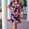 Heimish - BL-ED6601-10 - 41622 It's My Time Print Dress - Navy/Pink DRESSES