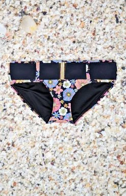 Unique Vintage - CZ200 - 33022 Bon Voyage Floral Bikini Bottom - Black/Multi SWIMWEAR