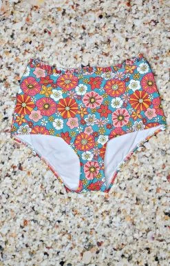 Unique Vintage - CZ186 - 33022 Back On Vacation Floral Bikini Bottom - Turquoise