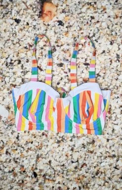 Unique Vintage - CZ089 - 42722 Poolside Drinks Bikini Top - Multi