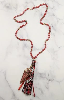 Your Fashion Wholesale - 11622 Hey Sister Leopard Necklace - Red Accessories