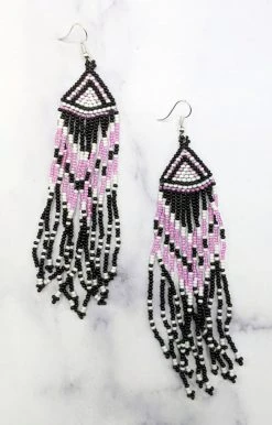 Beaded Corner - E-60-SB-21 - 7222 Near To You Earrings - Black/Pink Accessories