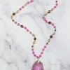 YFW - 72749-32 - 72222 Think Pink Stone Necklace - Fuchsia