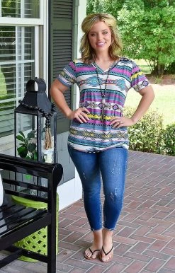 Heimish - ST2000-48 - 72522 Let Me Adore You Print Top - Multi