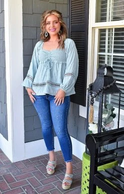 143 Story - ITM8089 - 32522 Making Connections Top - Dusty Mint TOPS