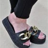 EXE - HYDRA6-1 - 3822 Chain Of Events Platform Sandal - Black SHOES