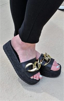 EXE - HYDRA6-1 - 3822 Chain Of Events Platform Sandal - Black SHOES