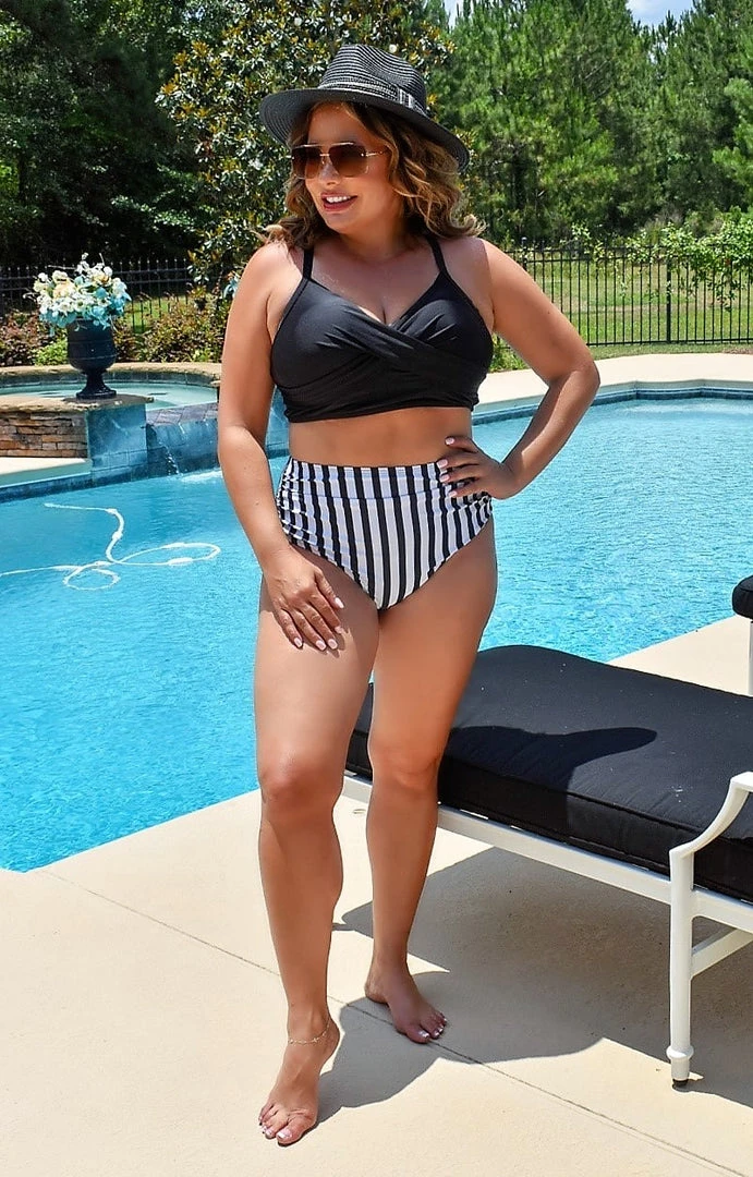 Queen - 120246323 - 6422 Ready To Relax Two Piece Swimsuit - Black/White