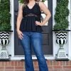 Main Strip - LT31508X - 12722 Elevated Interest Lace Top - Black TOPS