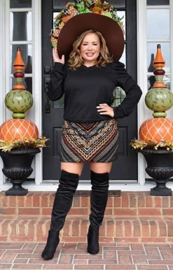 Andree - 64044-PP - 10821 Feeling It Embroidered Skirt - Black