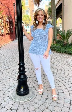 Staccato - 18579PP - 22122 Forever In Love Print Top - Blue TOPS