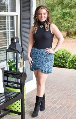 TCEC - CS3441 - 21222 Without Care Leopard Skirt - Blue BOTTOMS