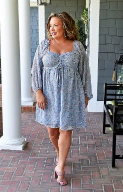 143 Story - IDM8090A-PP - 32922 Feeling So Special Floral Dress - Blue DRESSES