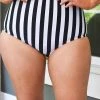 Unique Vintage - CZ104 - 6421 Ocean Adventure Striped Bikini Bottoms - Black/White