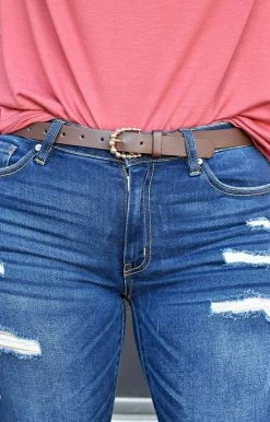 Fame Accessories - MML8109BR - 111121 Coming Back Around Belt - Brown