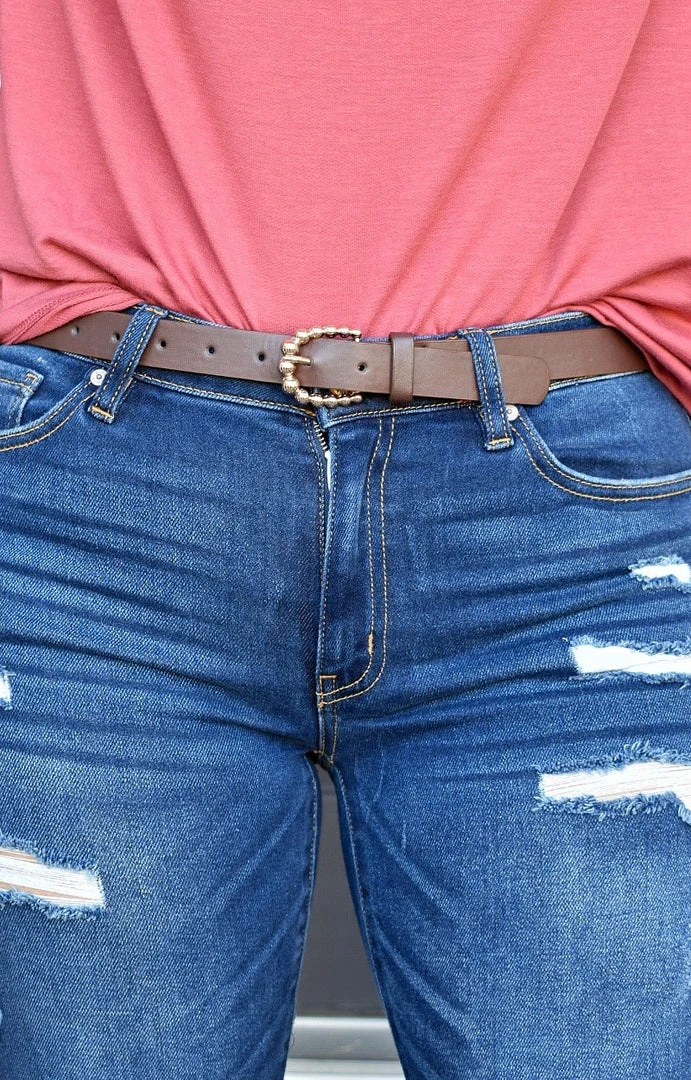 Fame Accessories - MML8109BR - 111121 Coming Back Around Belt - Brown