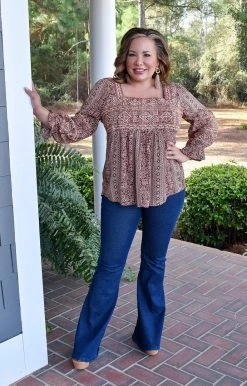 Andree - 19485-1 - 12522 Chasing Reality Embroidered Top - Wine