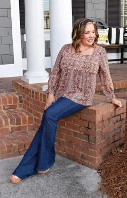 Andree - 19485-1 - 12522 Chasing Reality Embroidered Top - Wine