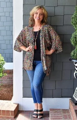 Heimish - SJ1064-34 - 72122 TOPS Is This Real Print Kimono - Multi