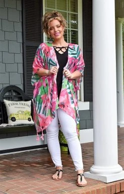 KW Fashion - WLK210166 - 4922 Island Days Print Kimono