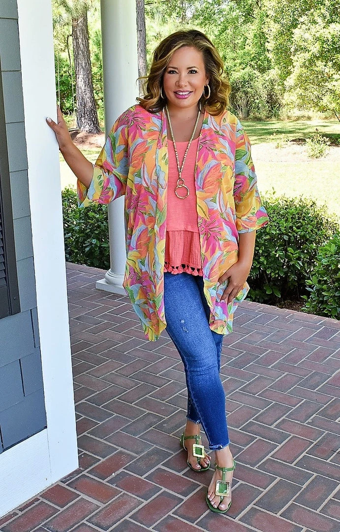 Lime N Chili - LT5720 - 42322 SWIMWEAR Sunset Glow Print Kimono