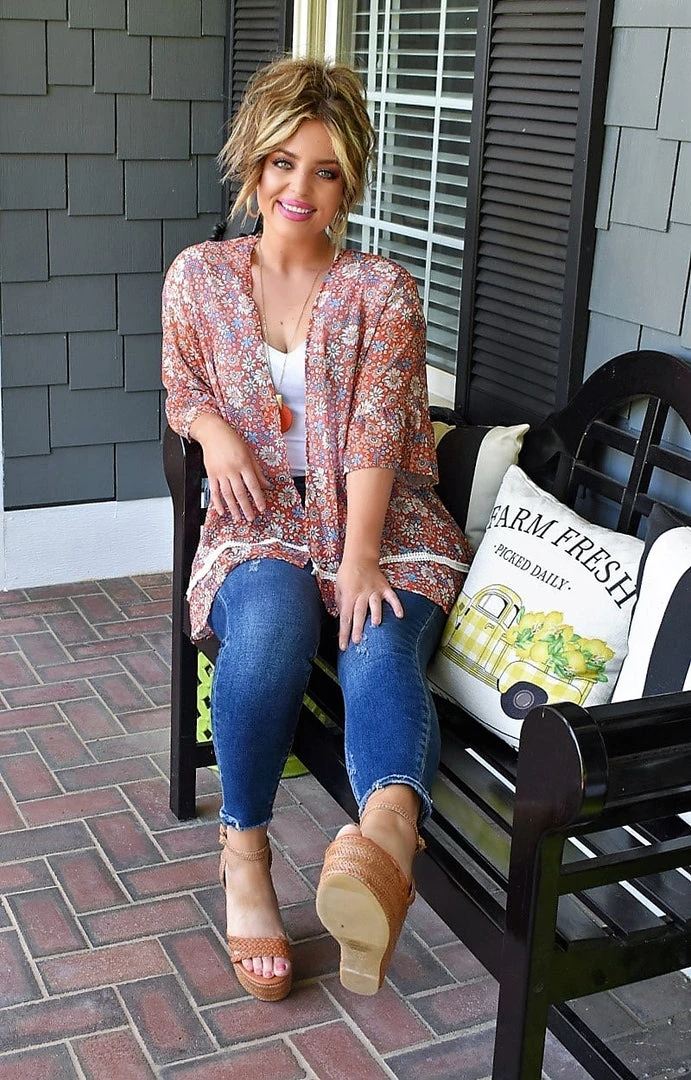 Southern Grace - 7323B - 52322 Loud And Clear Floral Kimono - Multi Cover Ups