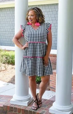 Andree - 94366-1 - 5422 Win Her Heart Plaid Dress - Black/White