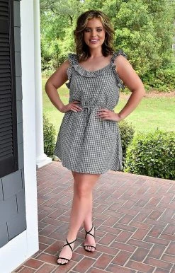 Andree - 94873 - 41922 Forever Young Gingham Dress - Black/White