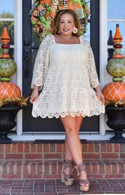 Flying Tomato - LD1341-PP - 102021 DRESSES Hold My Hand Floral Eyelet Dress - Cream