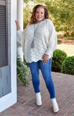 Andree - 15923-4 - 11922 Crush On You Oversized Sweater - Ivory TOPS