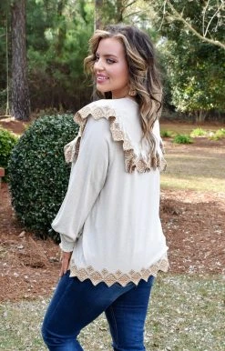 143 Story - ITM7631-PP - 12922 TOPS Move On Up Embroidered Top - Oatmeal