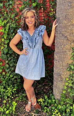 143 Story - IDM7979 - 53122 Tie Breaker Denim Dress