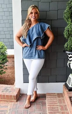 ODDI - IT1489-3 - 7822 TOPS Seeking Attention Denim Top