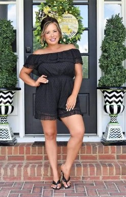 Andree - R10034-PP - 51122 Still Your Girl Swiss Dot Romper - Black