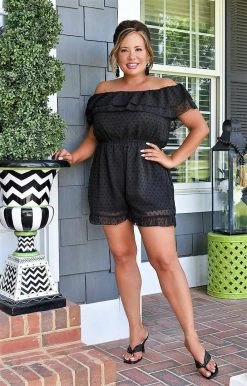 Andree - R10034-PP - 51122 Still Your Girl Swiss Dot Romper - Black