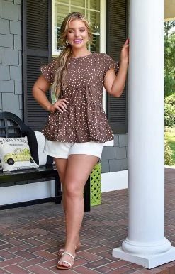 Andree - 17202-2-PP - 6222 Glowing With Happiness Print Top - Brown