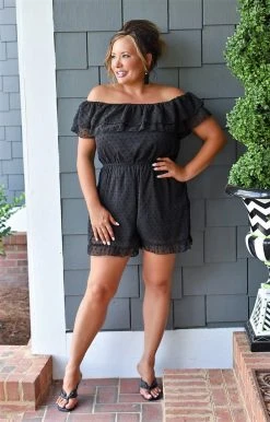 Andree - R10034-PP - 51122 Still Your Girl Swiss Dot Romper - Black