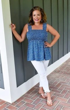 HeySon - ET10241PD - 52822 My Girl Print Top - Blue TOPS