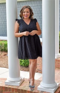 Andree - 93717 - 42622 DRESSES Sweet And Sassy Eyelet Dress - Black