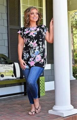 Heimish - Bl-ST2056-10 - 41422 TOPS Can't Deny You Floral Top - Black