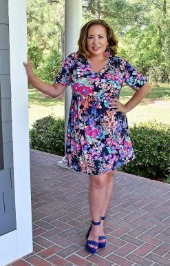 Heimish - BL-SD1402-10 - 41622 DRESSES Feeling Bright Floral Dress - Navy