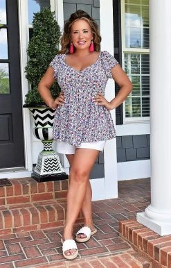 Staccato - 18578B-PP - 52022 TOPS Sweet Laughter Floral Top - Blue