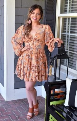 Flying Tomato - ID18498-PP - 101721 DRESSES Hopeful Romantic Floral Dress - Taupe