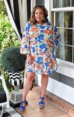 Jealous Tomato - ID18607-PP - 3122 On A Mission Floral Dress - White/Multi