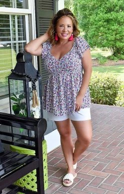 Staccato - 18578B-PP - 52022 TOPS Sweet Laughter Floral Top - Blue