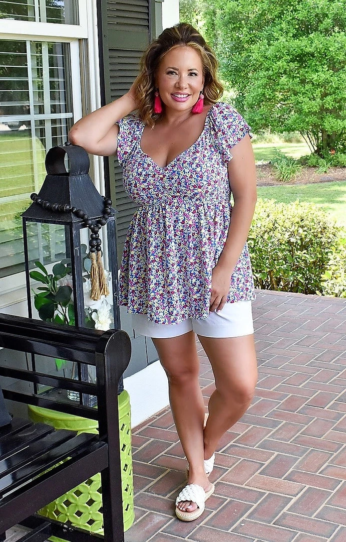 Staccato - 18578B-PP - 52022 TOPS Sweet Laughter Floral Top - Blue