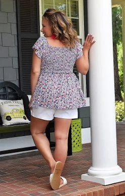 Staccato - 18578B-PP - 52022 TOPS Sweet Laughter Floral Top - Blue