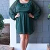 Andree - 94756-PP - 12122 Be Your Best Swiss Dot Dress - Hunter Green DRESSES